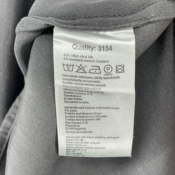 ANDIATA Blouse L Janni Silk Ruched Long Sleeve Stretch Round Neck Matte Gray - Picture 9 of 12